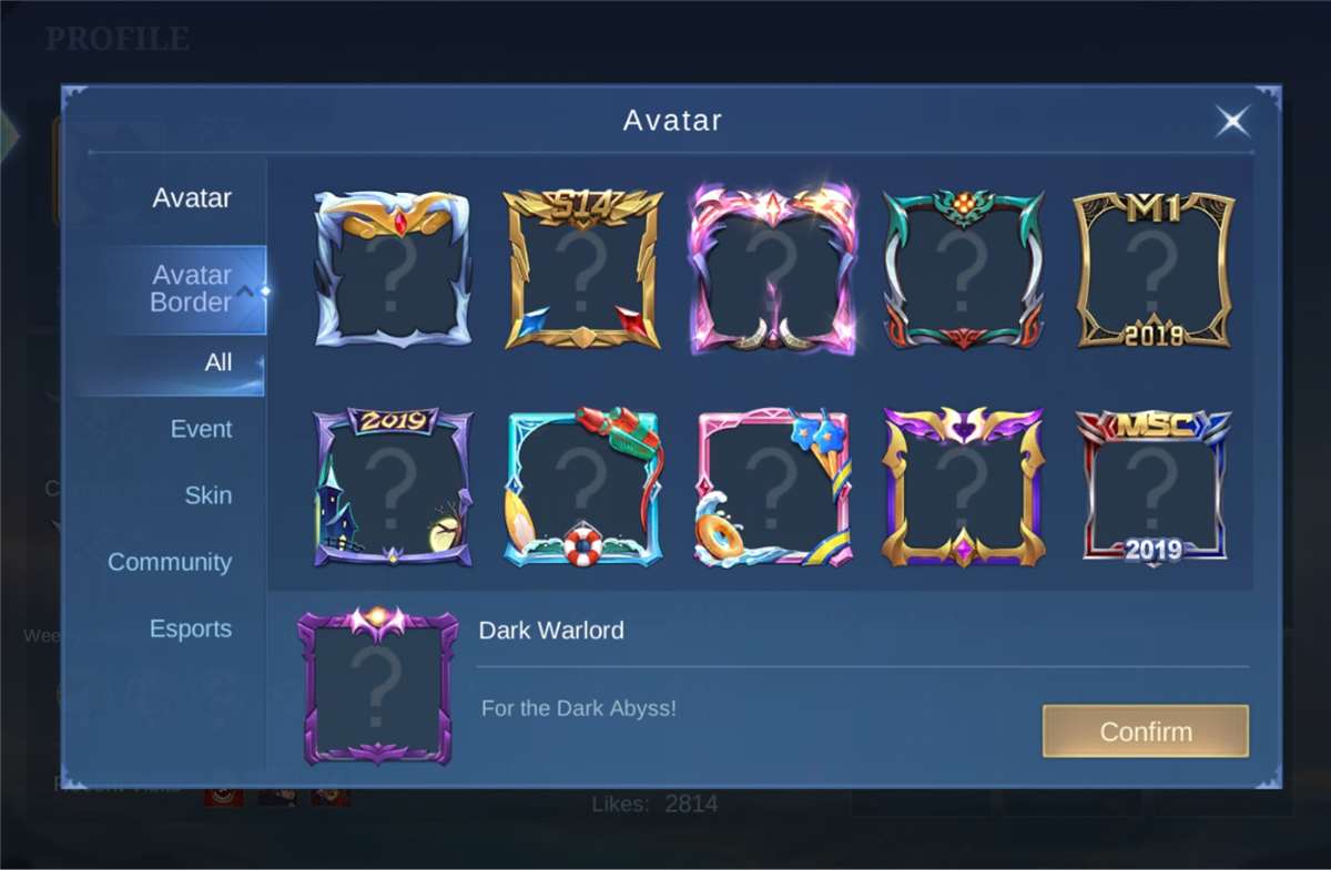 Game account sale Mobile Legends